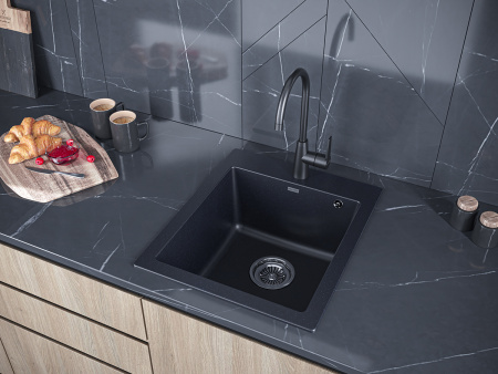 Кухонная мойка Paulmark KANTE 45 PM104651-BLM 45х50 цвет черный